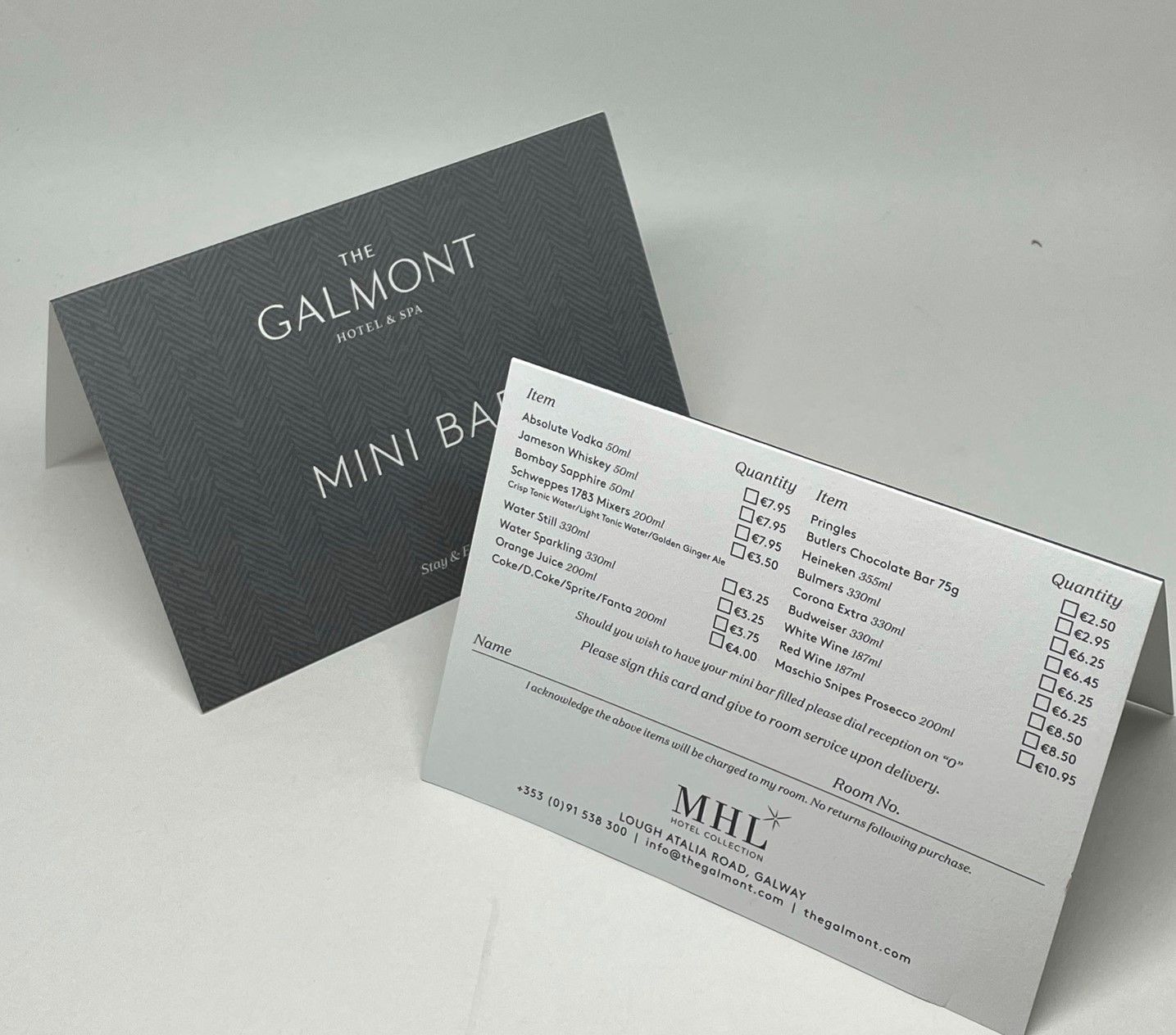 Inroom Tent Card Notices Hederman Hasslefree print and design