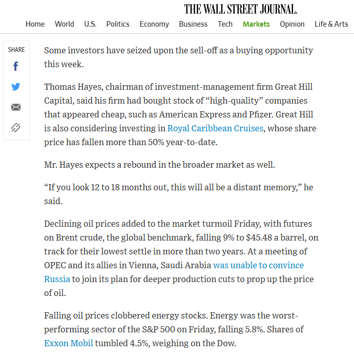 My quotes in the Wall Street Journal today Hedge Fund Tips