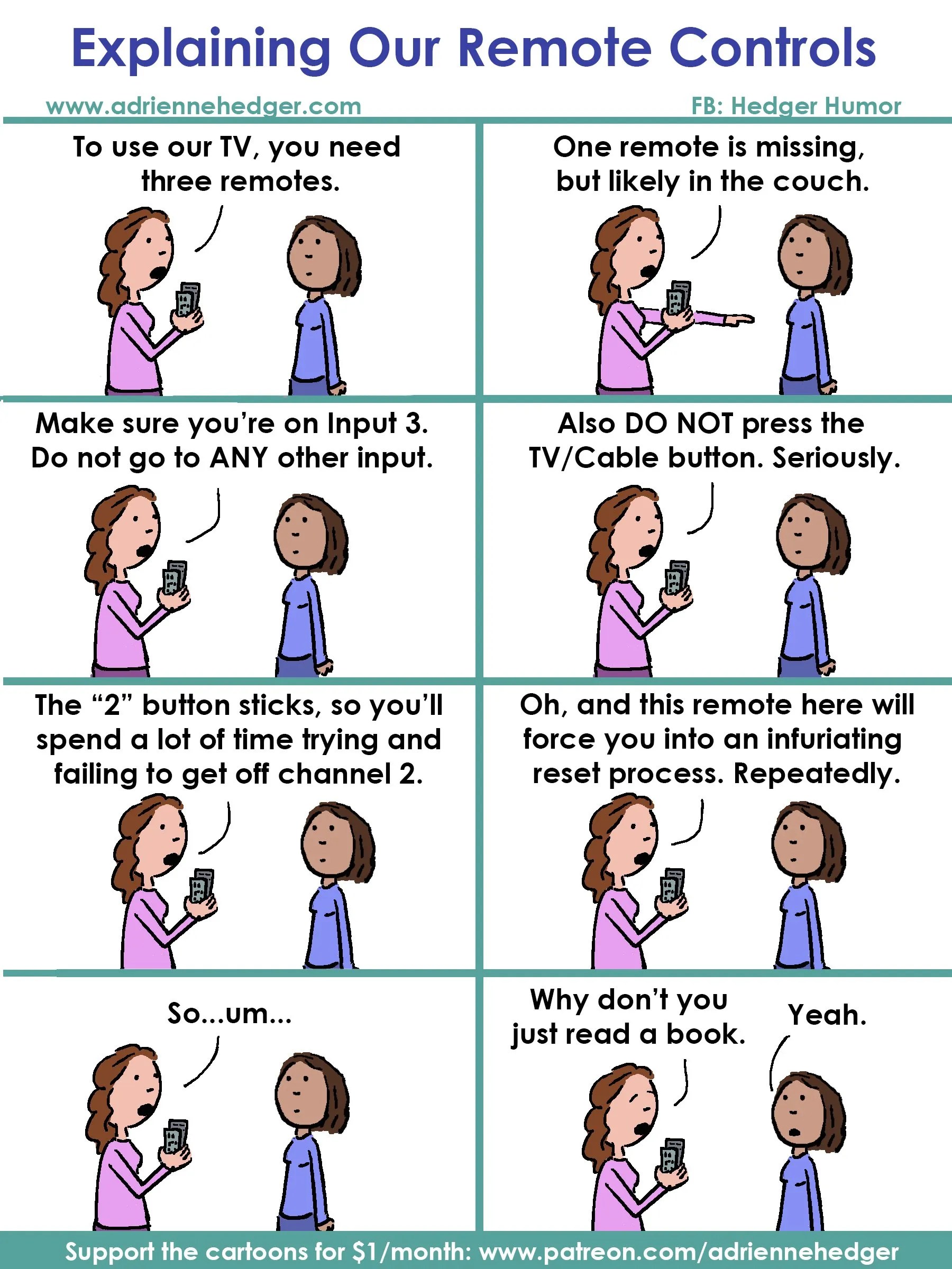 Our remote control situation Hedger Humor