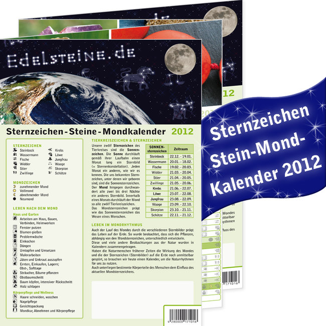 Edelsteine Mondkalender 2012 Info Material Edelsteine Heilsteine