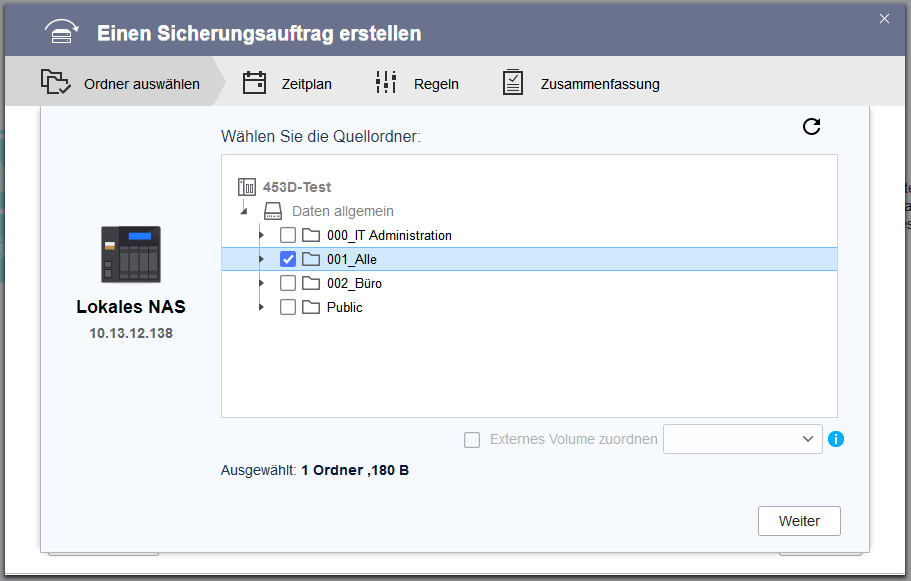 QNAP BackupEinrichtung auf QNAPNAS