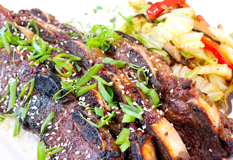 Korean Style Ribs with Stir Fry Veggies and CilantroLime Rice Heinen