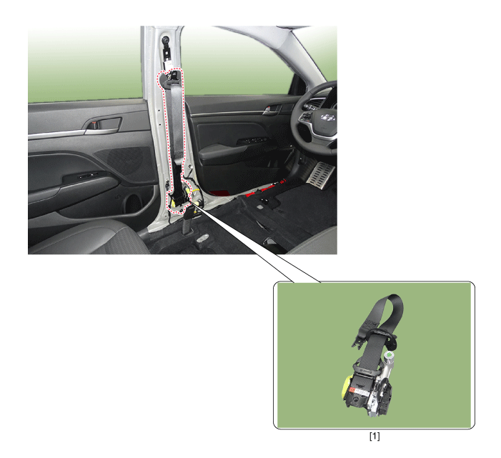 Hyundai Elantra Seat Belt Pretensioner (BPT) Components and