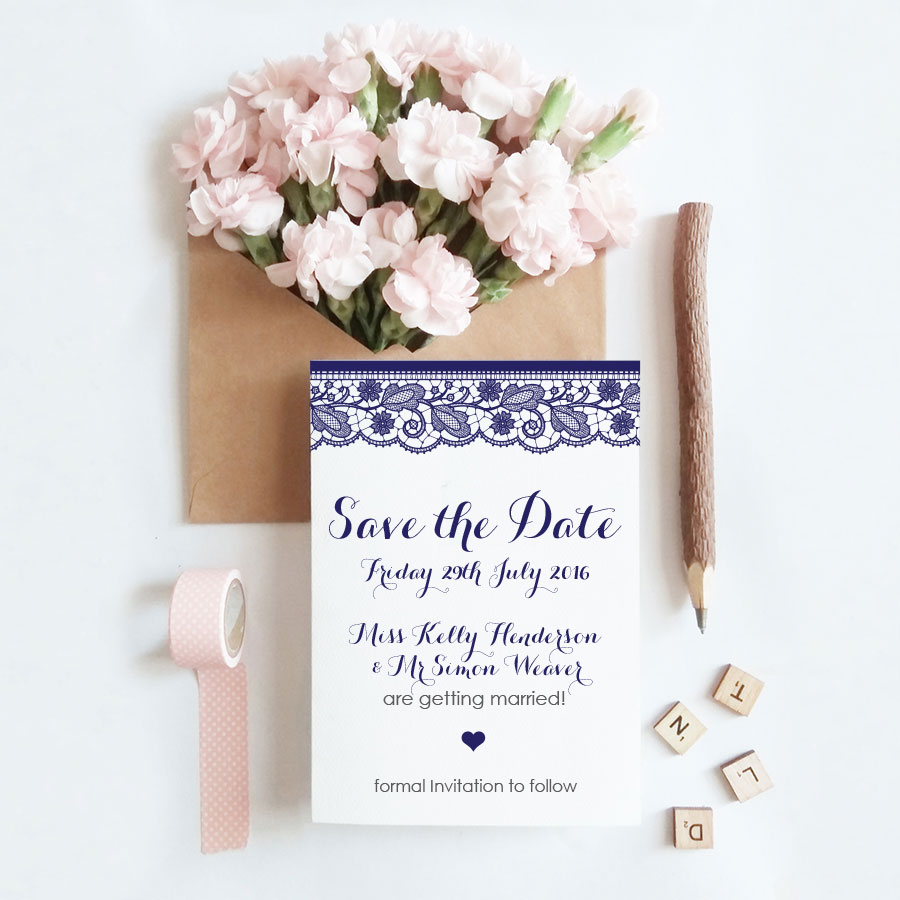 Lace Save the Date Helen Scott Design