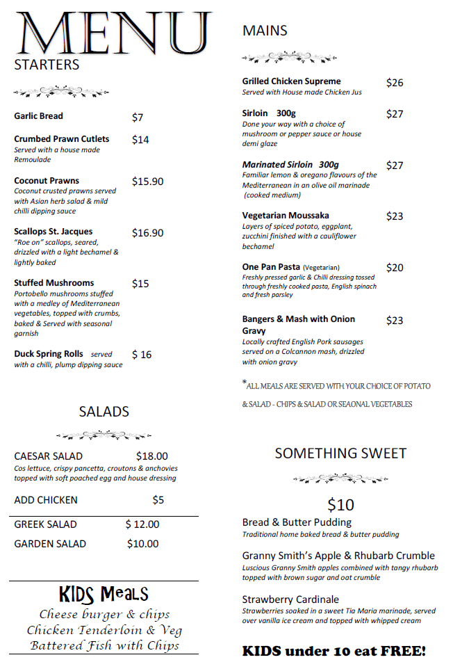 menu.PNG Helensvale Golf Course