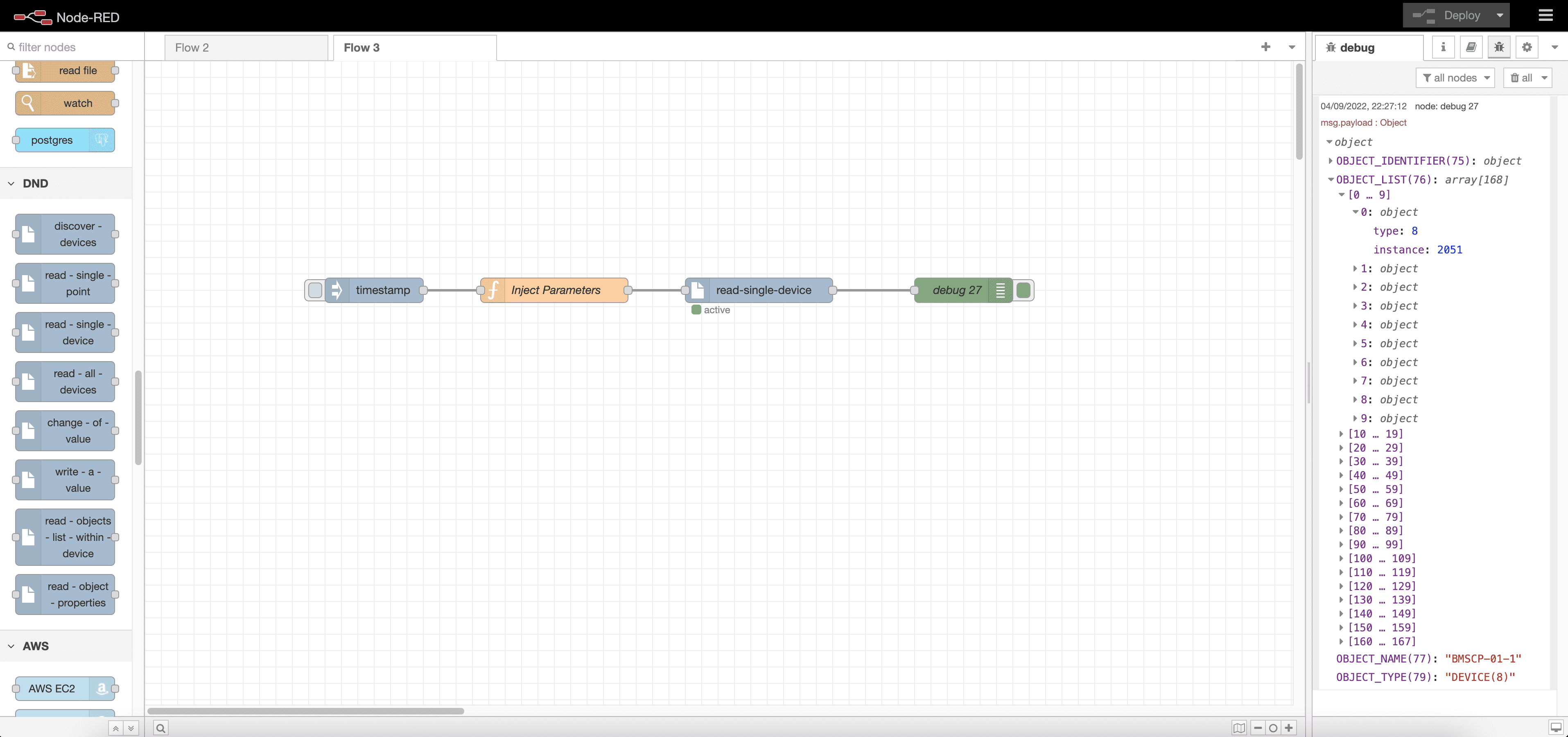 How to use NodeRed plugin to read