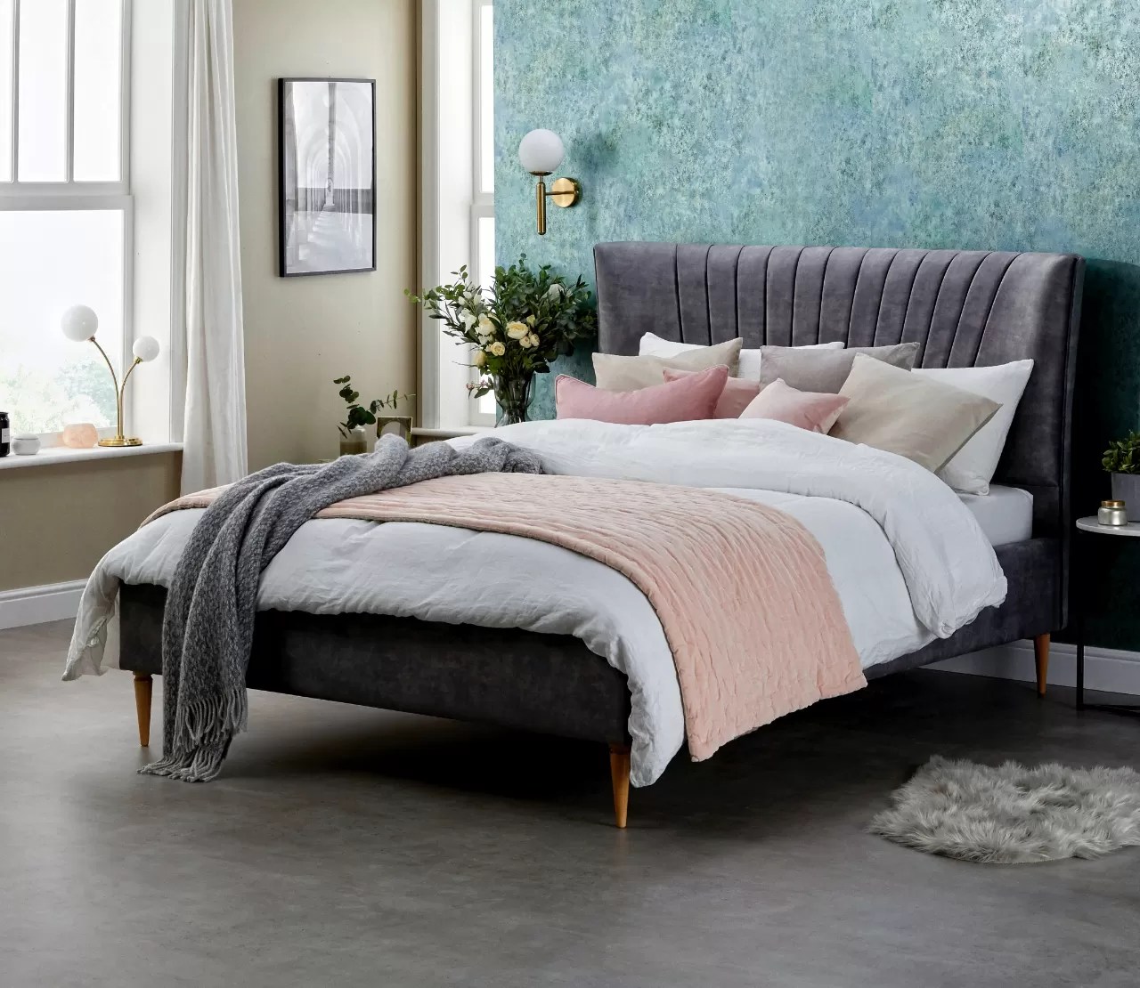 Jasmine Luxury Upholstered ArtDeco Style Bed by Hello Sunday