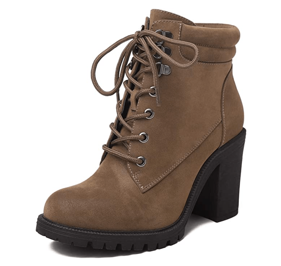combat boots with thick heel