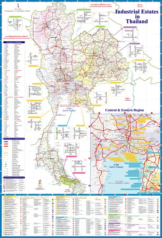 The Location Map of Industrial Estates in Thailand