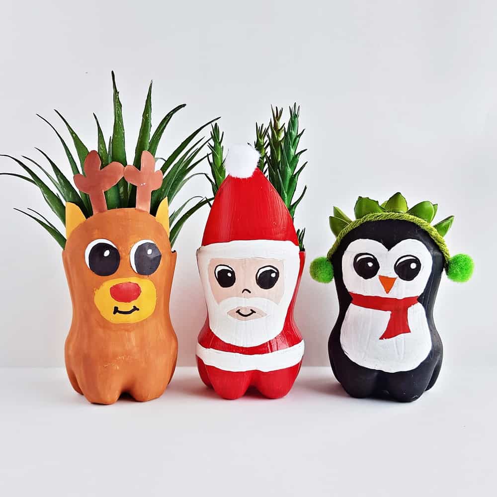 CHRISTMAS RECYCLED BOTTLE PLANTERS CRAFT Hello Wonderful