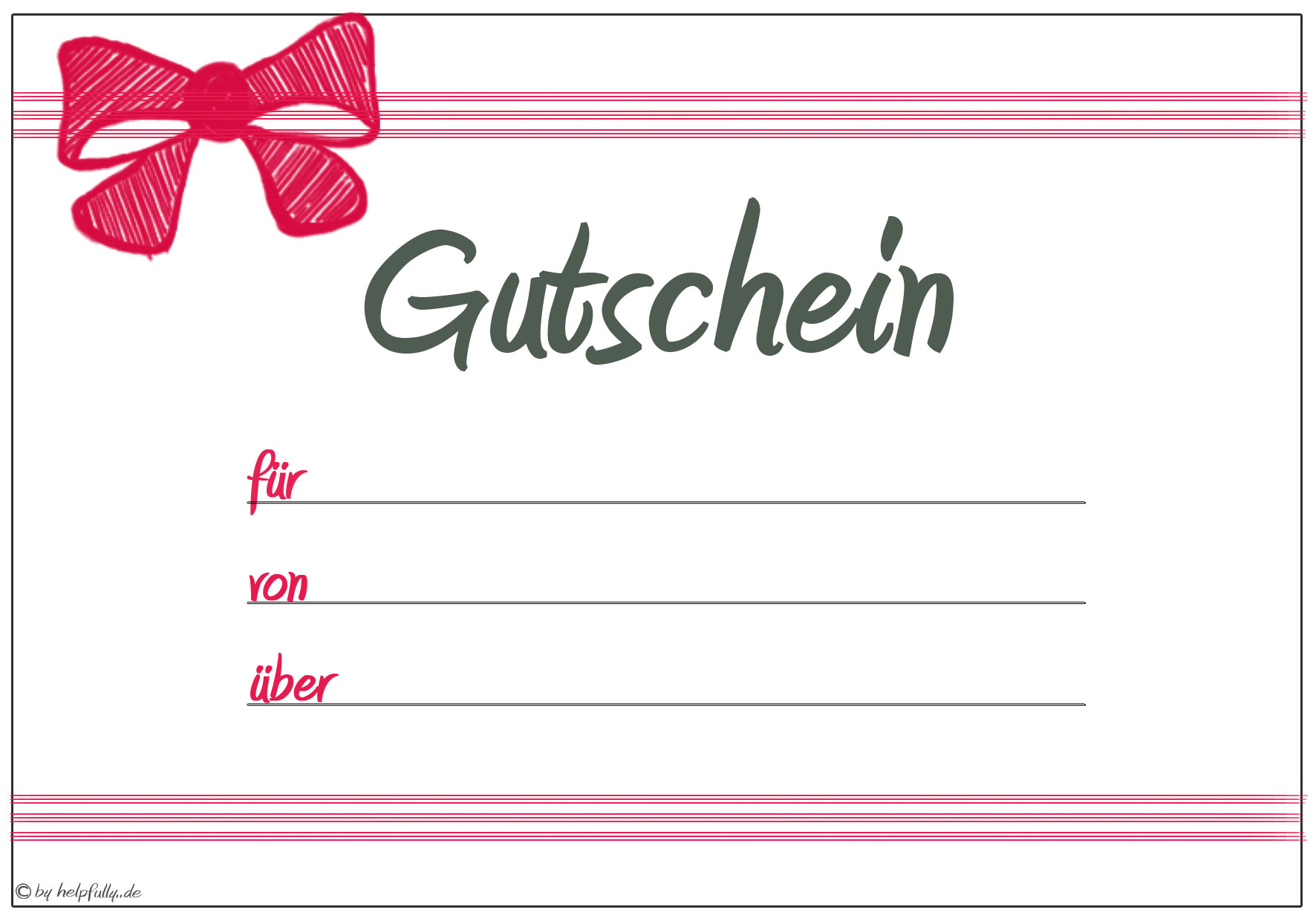 Gutschein "Schleife/Streifen" (grau)