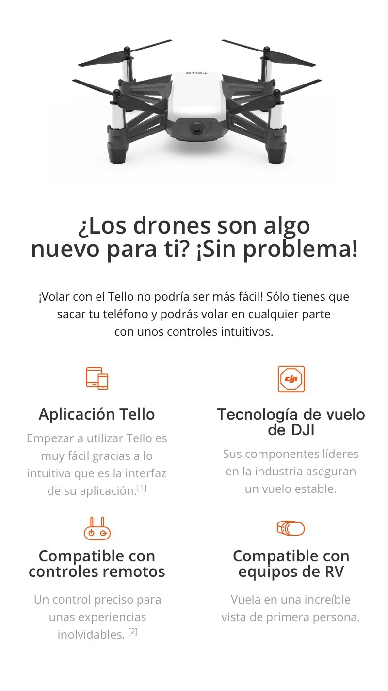 Drone DJI Tello **NO INCLUYE BATERIA. Solo drone y cable