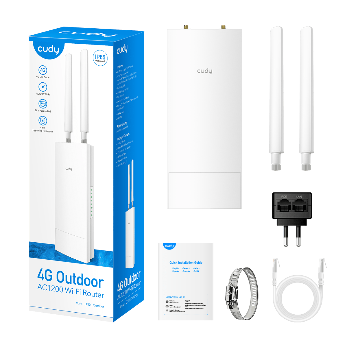 Cudy Outdoor 4G Cat 4 AC1200 WiFi Router (LT500 Outdoor) Help Tech Co. Ltd