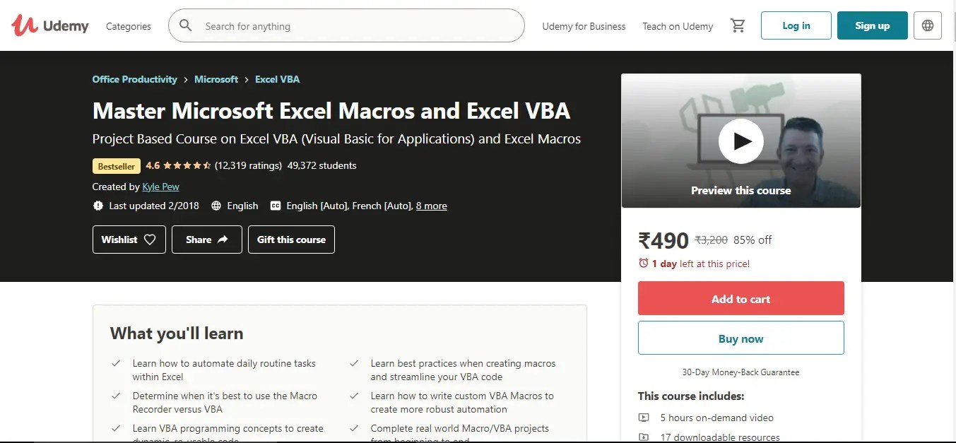 Best Excel VBA Online Courses