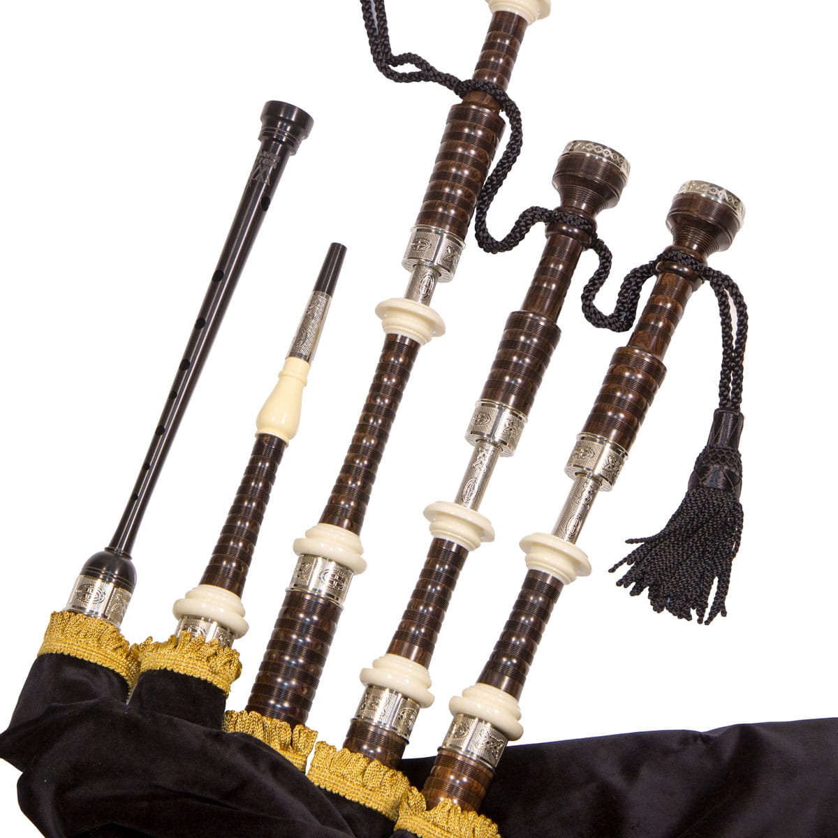 Wallace Classic 4 Bagpipes with Engraved Nickel Runic Henderson Imports