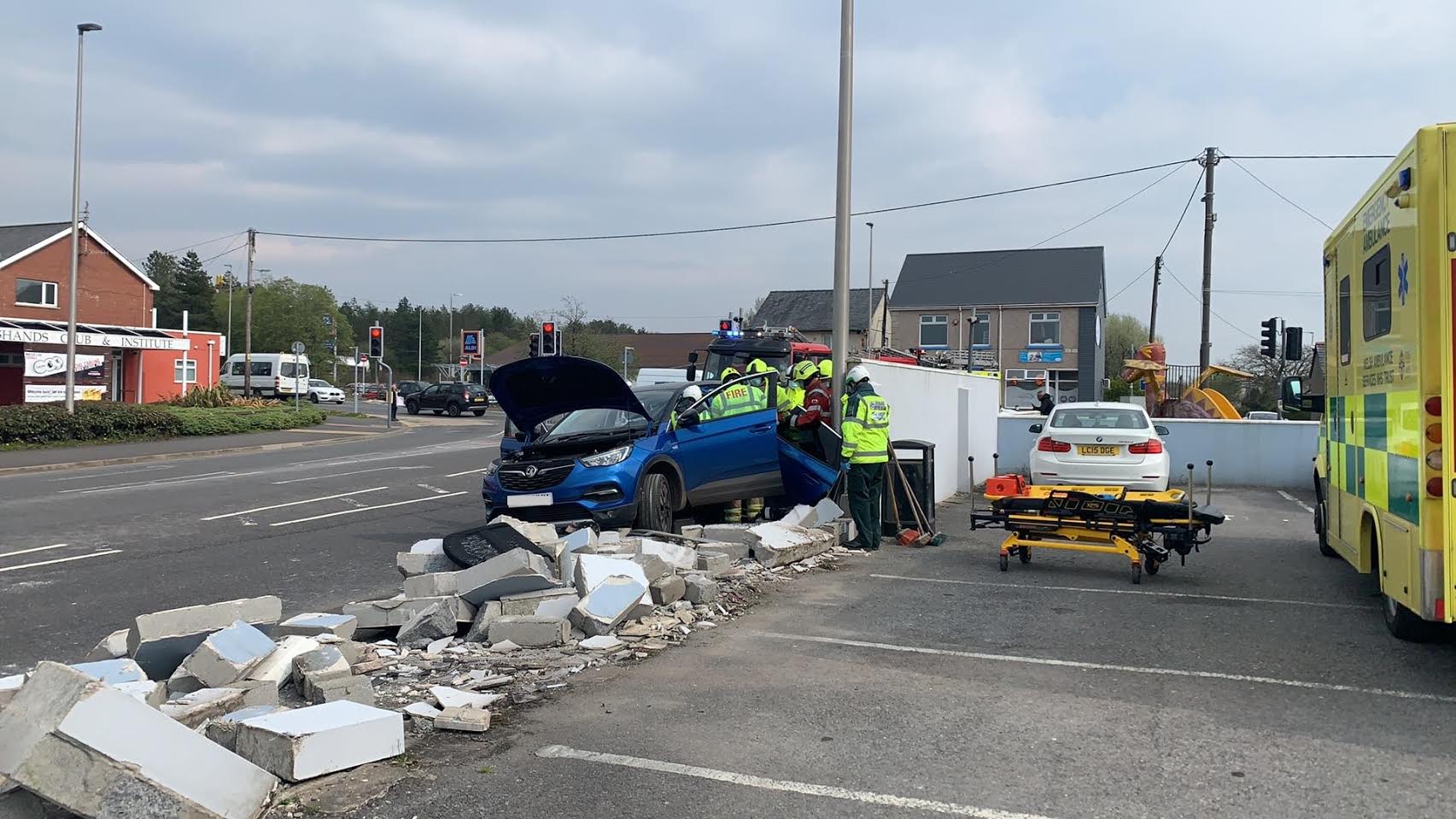 Car demolishes wall in Cross Hands crash Herald.Wales