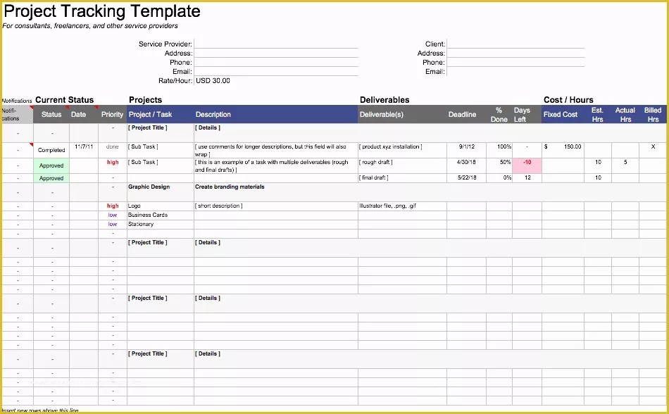 Project Tracker Excel Template Free Download Of Multiple Project