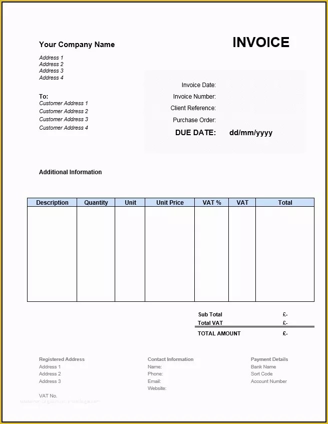 Excel Bill Template Free Of 19 Free Invoice Template Excel Easy to Edit