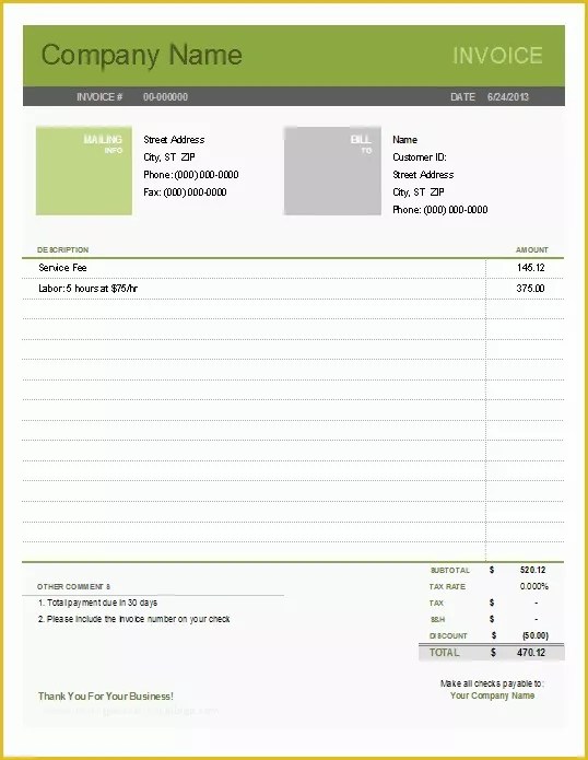 Excel Bill Template Free Of 19 Free Invoice Template Excel Easy to Edit