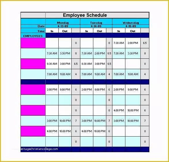 Excel Work Schedule Template Free Of 6 Staff Schedule Templates Doc Pdf