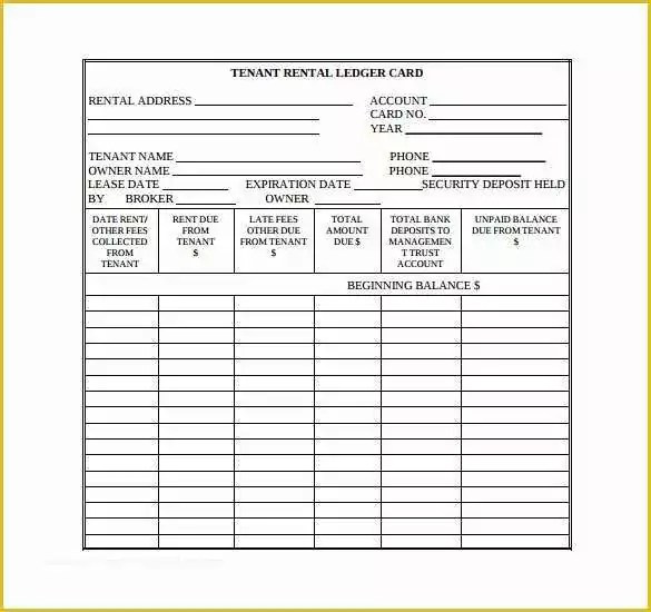 Ledger Sheet Template Free Of 10 Rental Ledger Templates Pdf