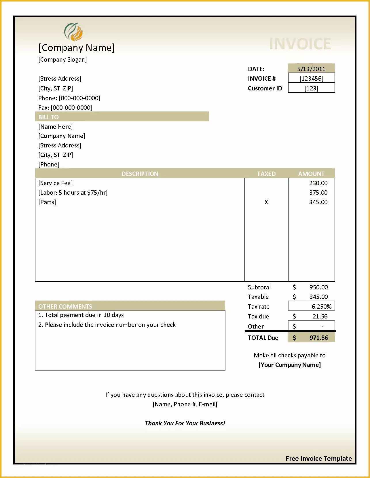 Microsoft Invoice Template Free Download Of 5 Bill format In Word File