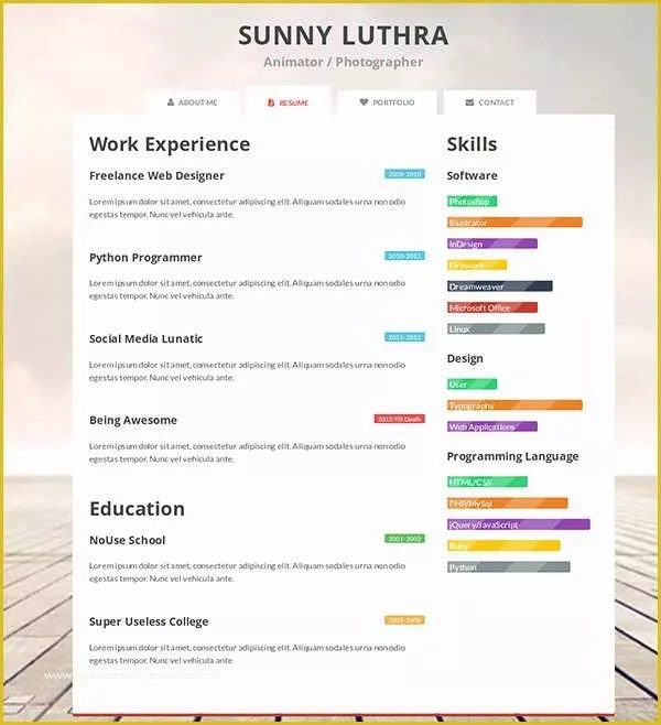 One Page Template WordPress Free Of 41 HTML5 Resume Templates Free