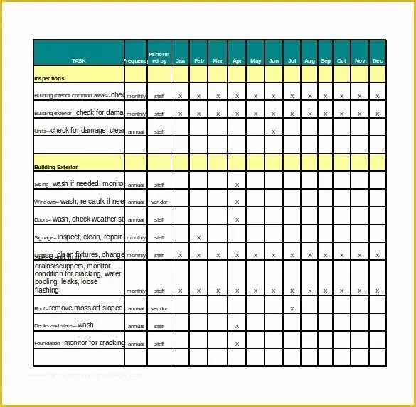 Preventive Maintenance Schedule Template Excel Free Of Planned