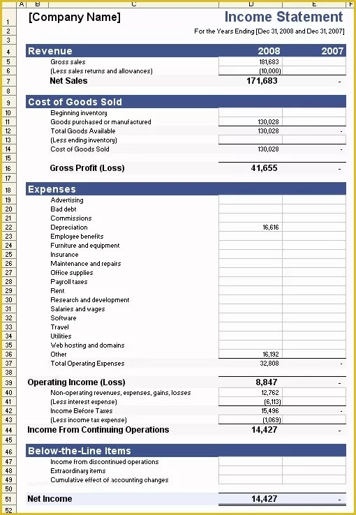 Profit and Loss Statement Excel Template Free Of In E Statement Template for Excel Profit and Loss Statement Excel Template Free Of In E Statement Template for Excel
