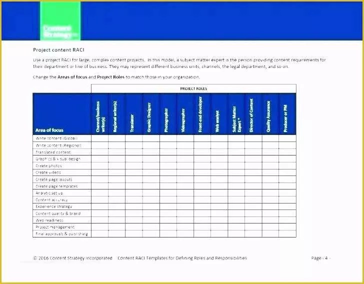 Raci Template Excel Free Of Microsoft Excel Raci Template