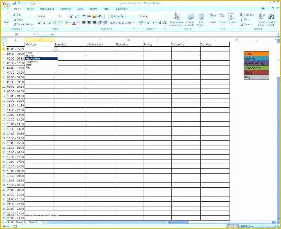 Time Management Excel Template Free Of Time Management Schedule