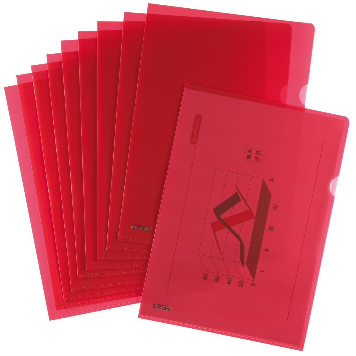document protector A4 pyramid red 10 pieces Herlitz