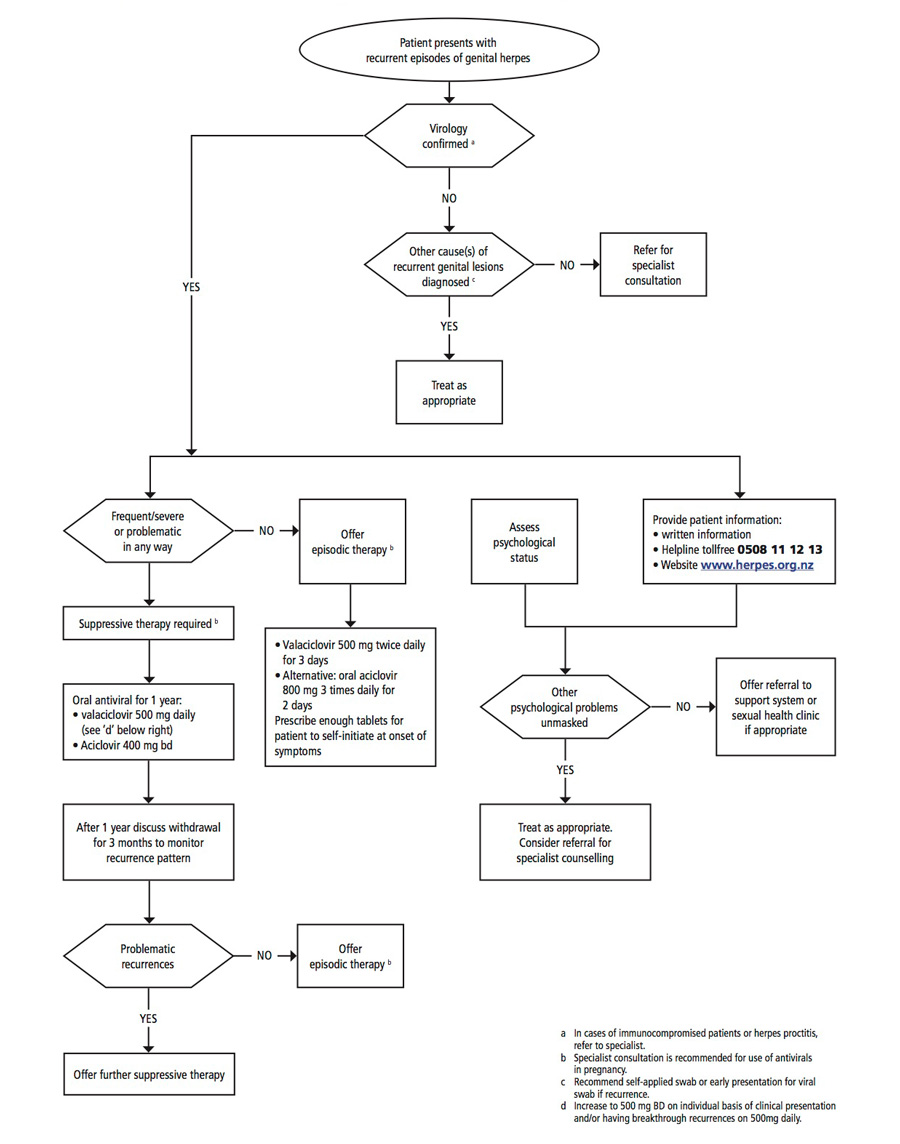 Herpes Simplex (HSV) health professional summary of guidelines