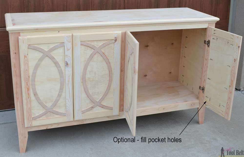 DIY BuffetSideboard with Circle Trim Doors Her Tool Belt