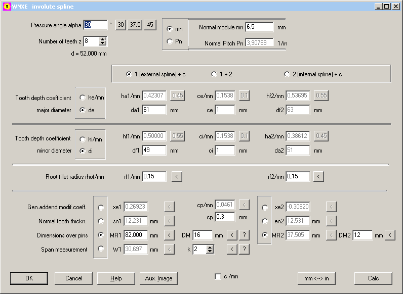 WNXE Involute Spline Software