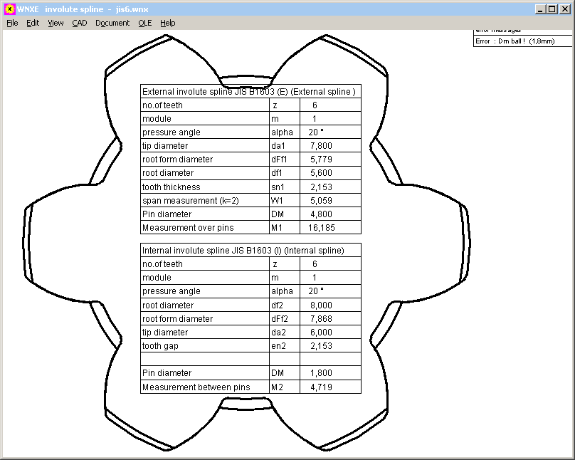 WNXE Involute Spline Software