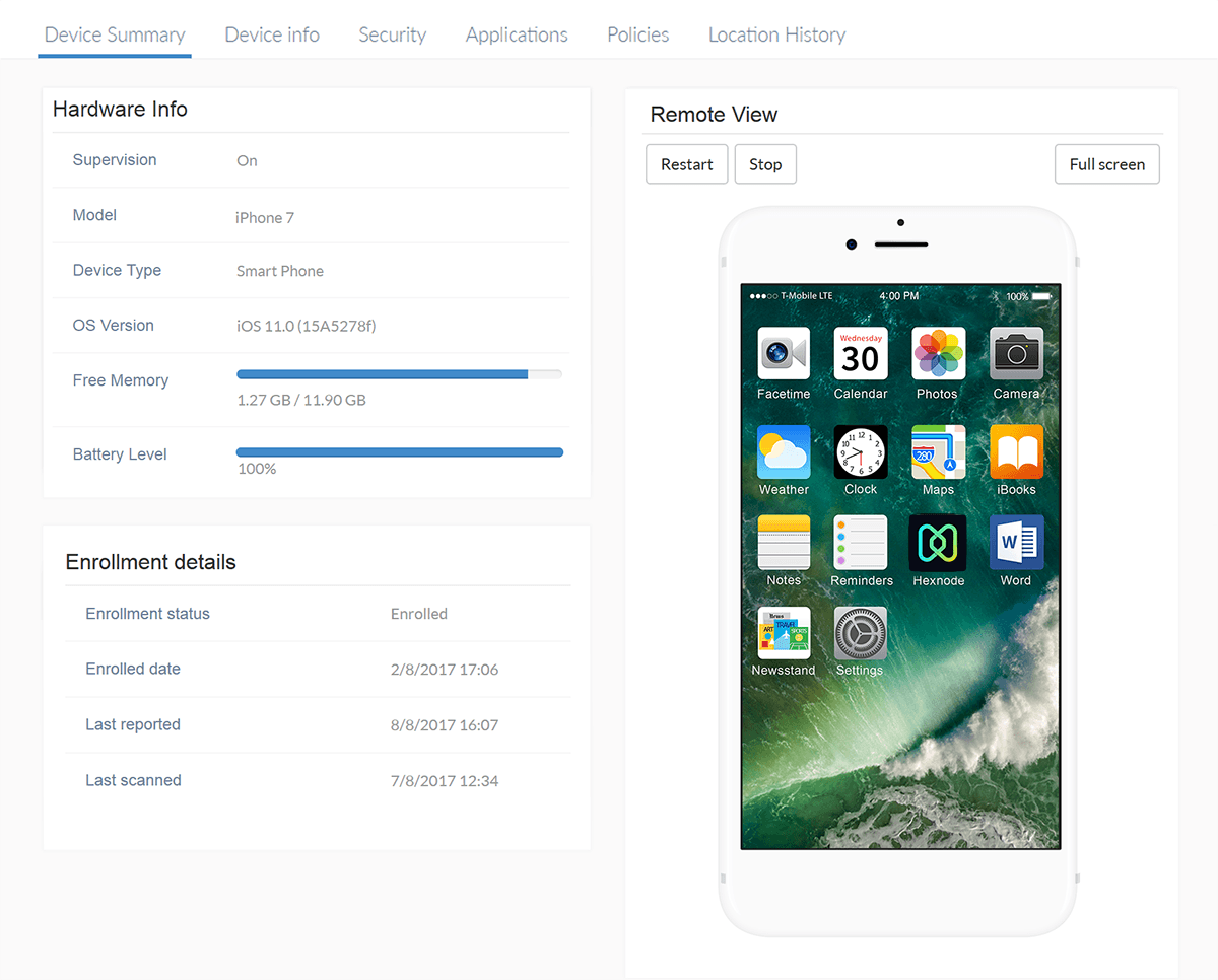 iOS Remote View Unified Endpoint Management Community Hexnode Connect