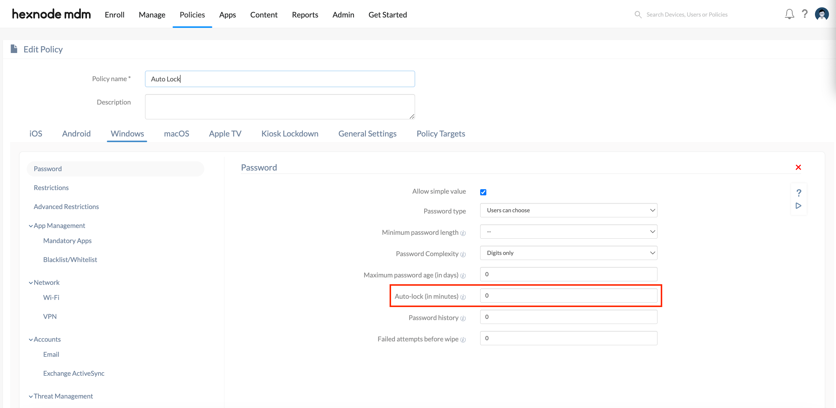 Windows Auto Lock After No Activity Unified Endpoint Management