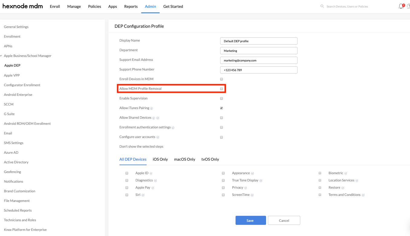How to lock MDM profile on Mac devices? Hexnode Help Center