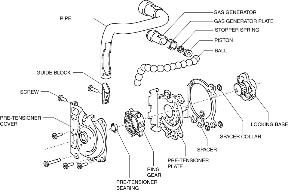 PRETENSIONER SEAT BELT [STANDARD DEPLOYMENT CONTROL SYSTEM] 2016 ND