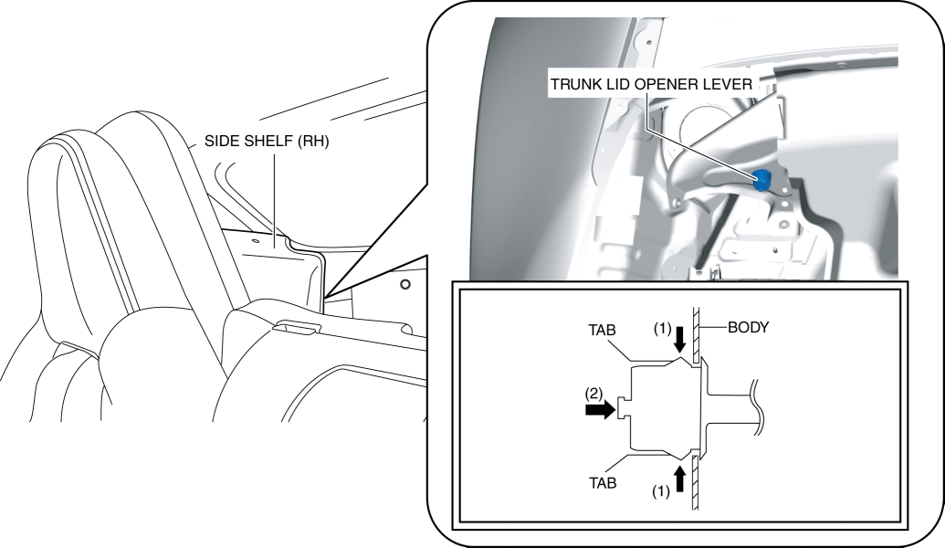 TRUNK LID OPENER CABLE REMOVAL/INSTALLATION 2016 ND Shop Manual