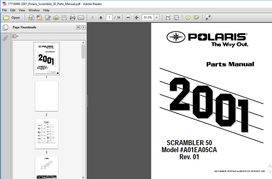 2001 Polaris Scrambler 50 Parts Manual PDF DOWNLOAD HeyDownloads