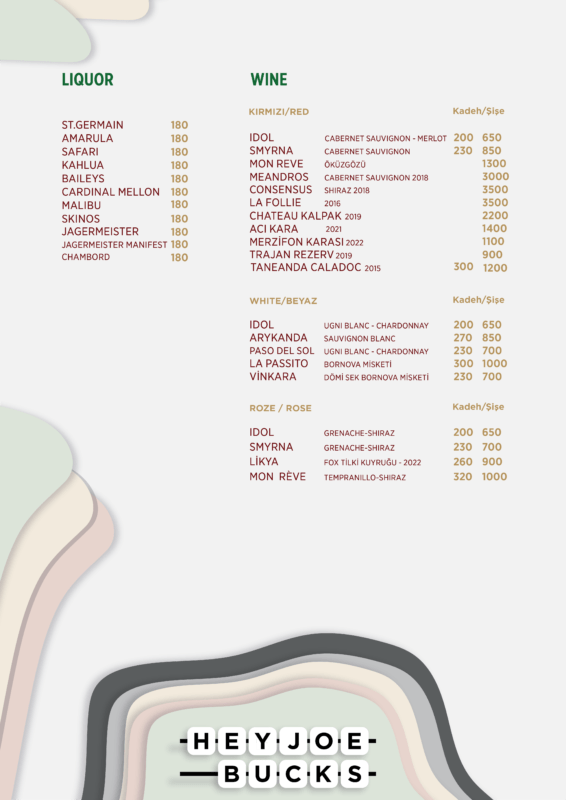Eskişehir Joe & Bucks Menü Hey Joe Coffee Co.