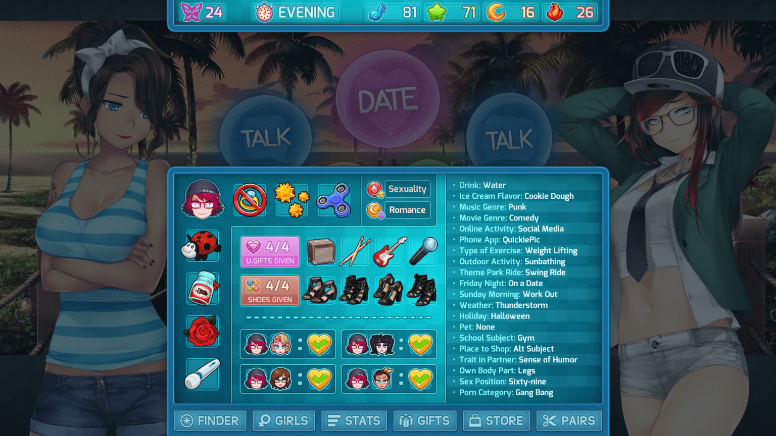 HuniePop 2 Double Date Ashley Gifts Guide Hey Poor Player
