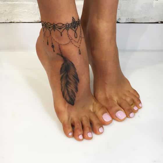 +50 Tatuajes en el tobillo y tobilleras para hombres y mujeres(021)