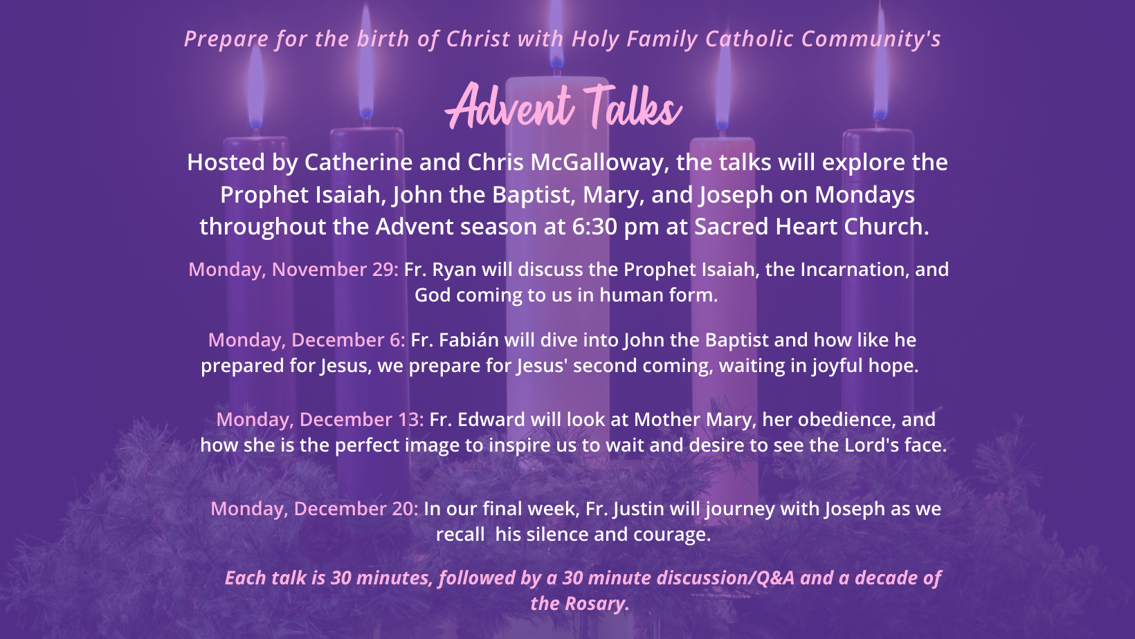 Holy Family Catholic Community Advent Talks Holy Family Catholic Church