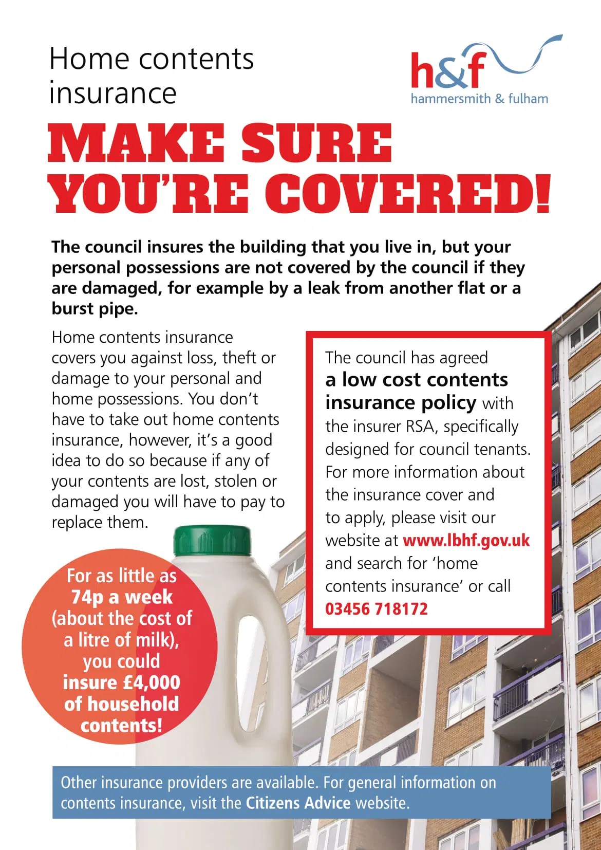 Home contents insurance MAKE SURE YOU’RE COVERED! LBHF Get Involved