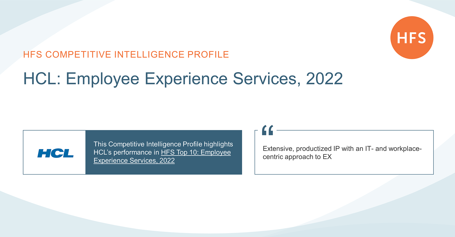 HCL Employee Experience Services, 2022 HFS Research