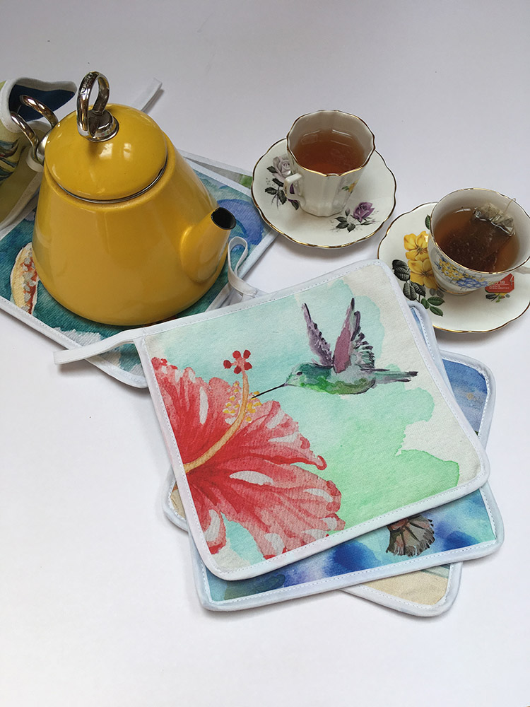 Kitchen Home Decor Pot Holders Hummingbird Hibiscus Jazz