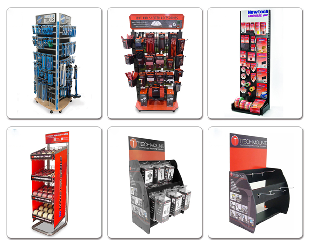 China In Store Floorstanding Slatwall Display Rack, Unique Logo Tool